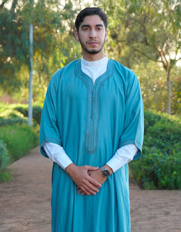 Caftan bleu petrol machine 2024