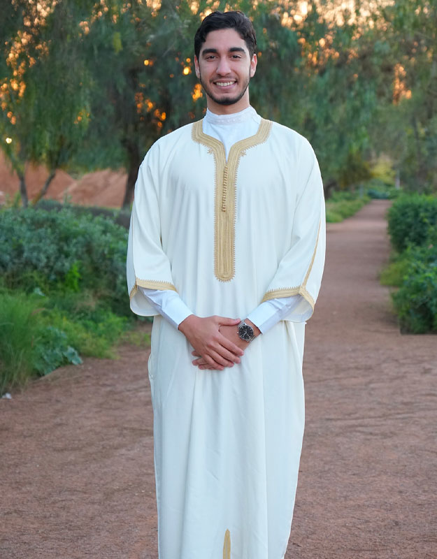 Caftan Blanc et doré machine 2024